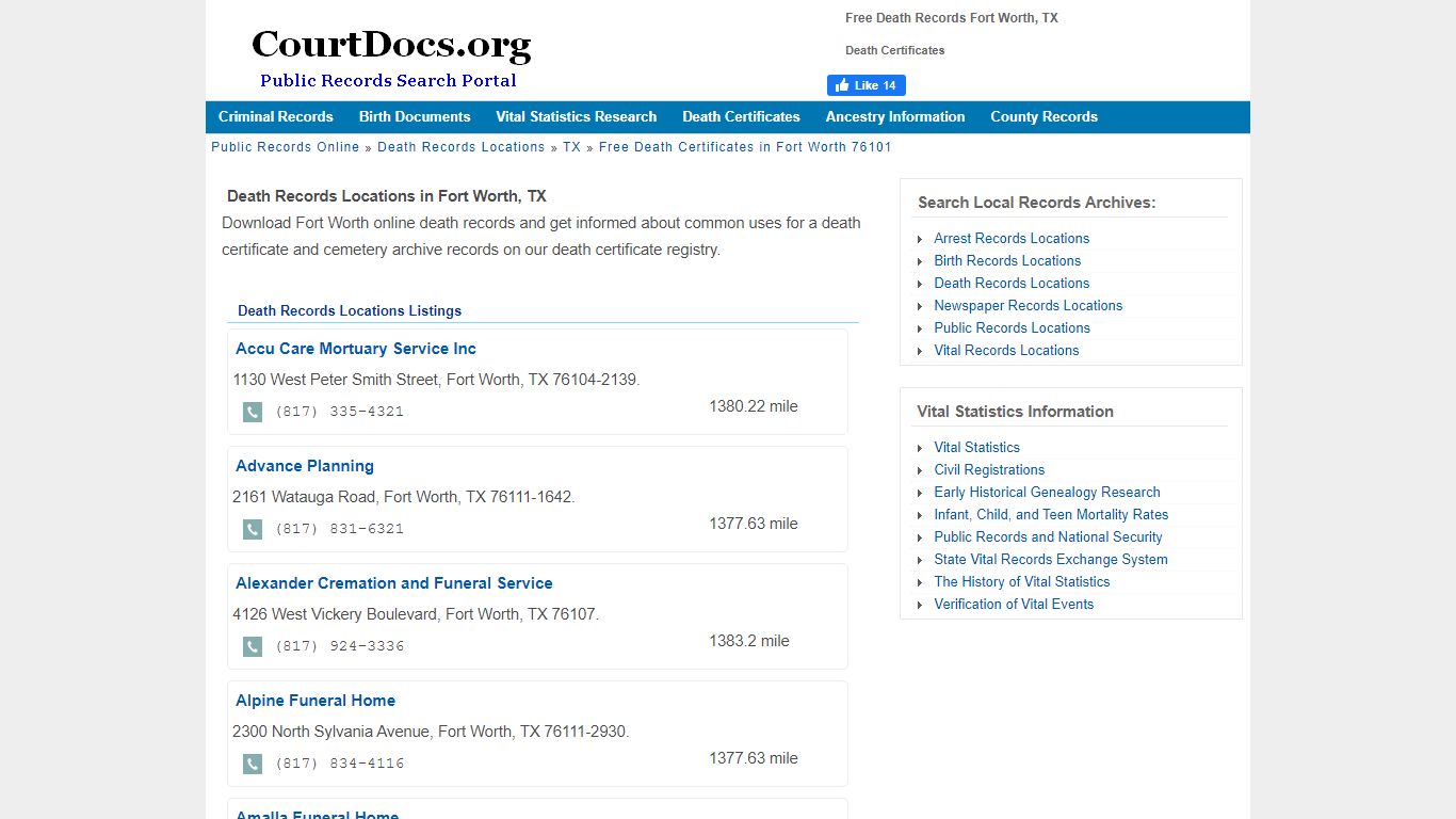Free Death Records Fort Worth, TX - Death Certificates - CourtDocs.org